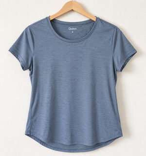 Quince Women’s Medium Blue Heather Performance Short Sleeve Athletic T-Shirt